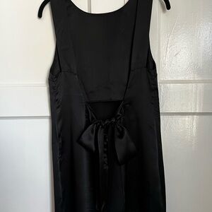 Reformation Black Silk Dress with Bow Detail